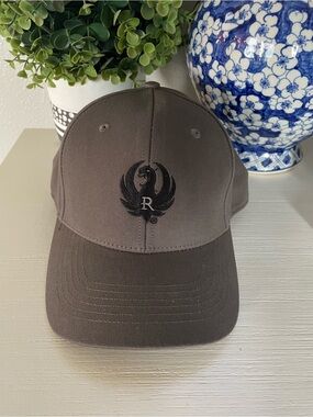 Like New Ruger Adjustable Gray Logo Hat with Velcro strap